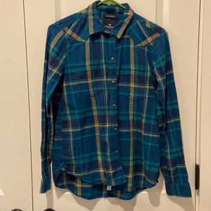 Boyfriend fit blue button down flannel